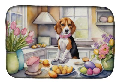 Decorating Easter Beagle Dish Drying Mat Absorbent Dish Drying Mat Pad for Kitchen Counter Dish Drainer Mat for Countertop, 14 x 21", Multicolor