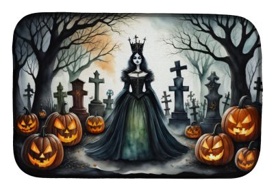 Evil Queen Spooky Halloween Dish Drying Mat Absorbent Dish Drying Mat Pad for Kitchen Counter Dish Drainer Mat for Countertop, 14 x 21", Multicol (Default: Default)